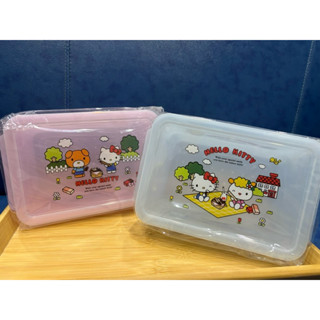 (全新) Hello Kitty 保鮮盒 微波保鮮盒 1200ml 粉紅色 粉藍色 野餐盒 收納盒 三麗鷗