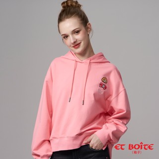 BLUE WAY ET BOiTE 箱子 - 女款 DORA徽章繡花連帽長TEE(粉)