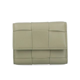 【BOTTEGA VENETA 】BV Tri-Fold Zip 三折 經典編織 羊皮 短夾 皮夾 綠色 651372
