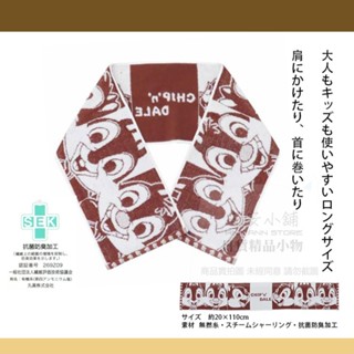 日本直送 W234 迪士尼奇奇蒂蒂 運動毛巾 花栗鼠 Chip an' Dale 長毛巾 抗菌除臭 吸汗觸感柔軟