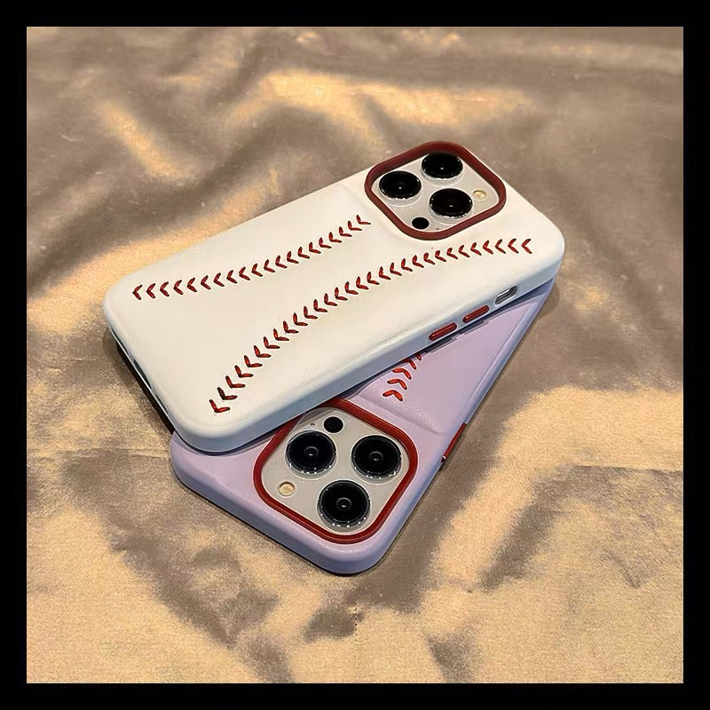 9色⚾️ 棒球造型 柔軟皮革全包手機殼 IPhone 12 13 14 保護殼 皮革縫線全包 皮質