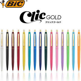 【彩虹文具小舖】日本製 BIC CLIC GOLD Ball Pen 單色金夾圓珠筆 鋼珠筆 油性 金夾原子筆 禮品