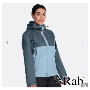 【RAB 英國】Downpour女單件式防水外套『獵戶藍/灰』QWG-83 登山.露營.戶外