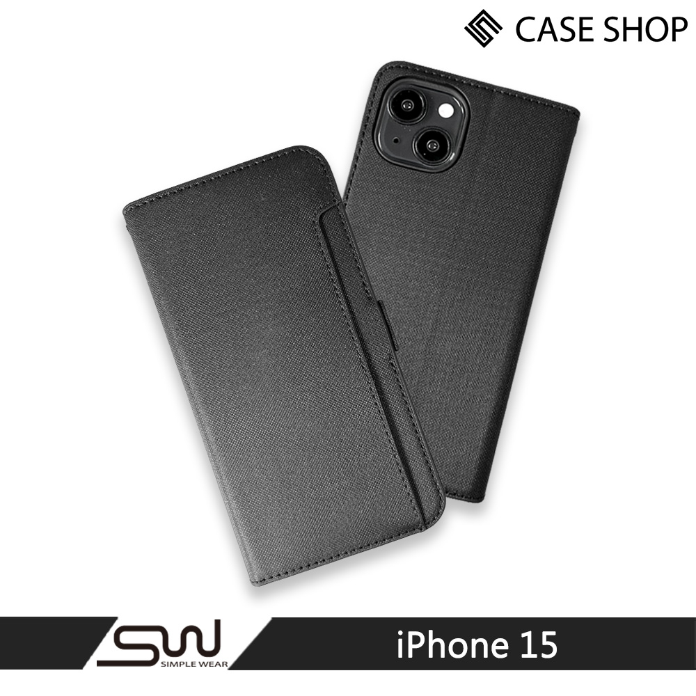 【CASE SHOP】適用 iPhone 15 (6.1") 側掀站立式皮套-黑