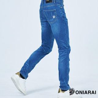 BLUE WAY 鬼洗 ONIARAI - 男款 冰氧鋅玉彈性中低腰丹寧修身錐形褲