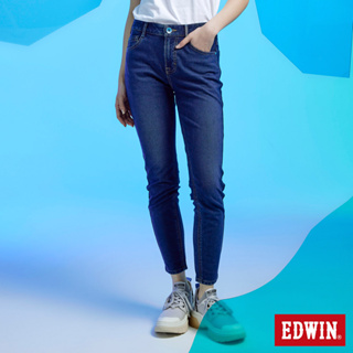 EDWIN JERSEYS 迦績 冰河玉永久涼感窄管直筒牛仔褲(中古藍)-女款