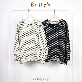 betty’s貝蒂思(25)復古點點翻領錐形長袖上衣(米白)