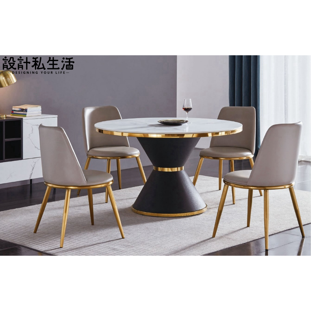 【設計私生活】巴赫4.3尺工業風岩板圓桌、餐桌(免運費)112A高雄