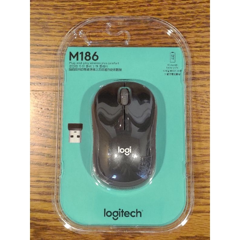 全新未拆 羅技 logitech M186 無線滑鼠 灰色