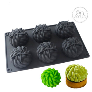 【AYUR】6連模 聖安娜花朵蛋糕 擠花 食品級矽膠模具/冰塊模/手工皂模/蠟燭模/立體模/法式慕斯模