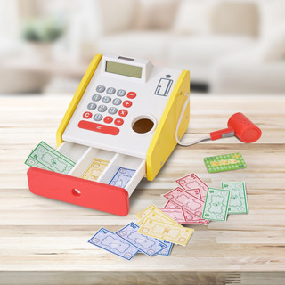 【贈品】【Teamson Kids】小老闆木製聲光收銀機玩具組(附玩具鈔+信用卡)
