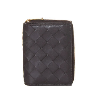 【BOTTEGA VENETA 寶緹嘉】BV Bi-Fold Zip 雙摺 拉鍊 卡夾 零錢包 皮夾 短夾 黑色