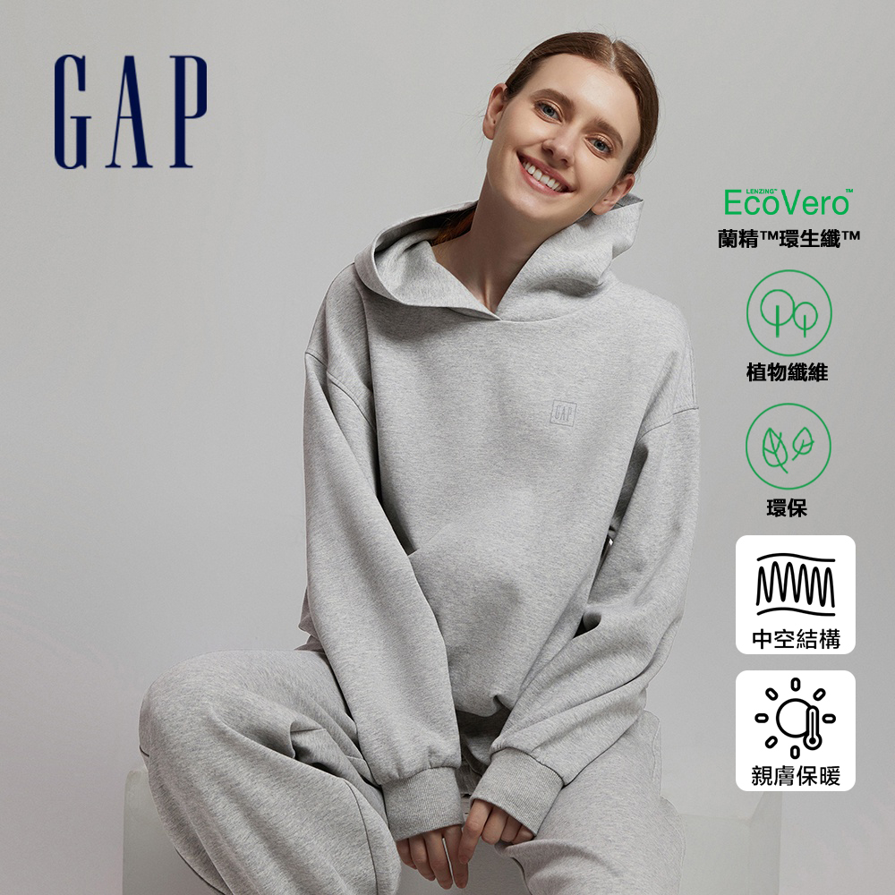Gap 女裝 Logo帽T 空氣三明治系列-灰色(810612)