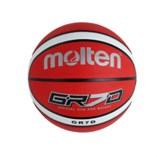 Molten 籃球 7號 男子 室外 橡膠 深溝 12片貼 彈力 紅白 BGR7D-RW【S.E運動】