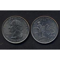 【全球郵幣】美國 2000年 美國50州紀念幣25美分 鑄記D USA 25分,1/4元,1968-2000年