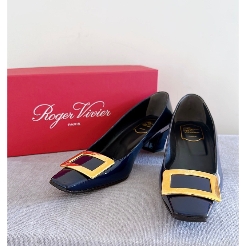 [Sold] [二手現貨95新] Roger Vivier 深藍金 高跟鞋 #38.5