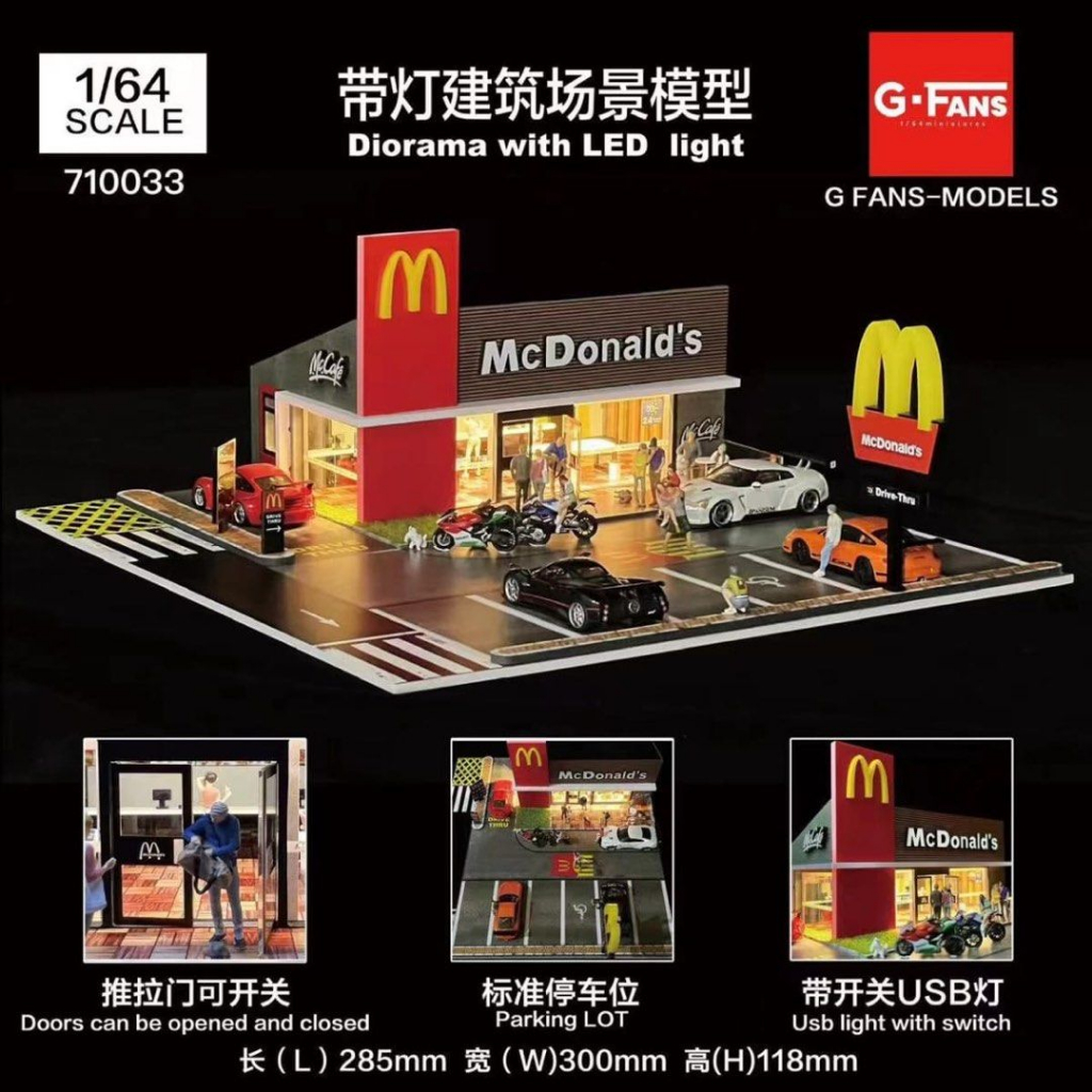 G-FANS 1/64 麥當勞 Mcdonalds 停車場景  店鋪系列 背景 模型背景 模型車 台灣場景