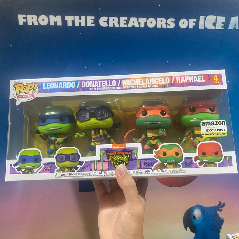 [李大] 正版現貨 Funko POP 忍者龜 變種世代 四人組 夜光 美版 Amazon Ninja Turtle