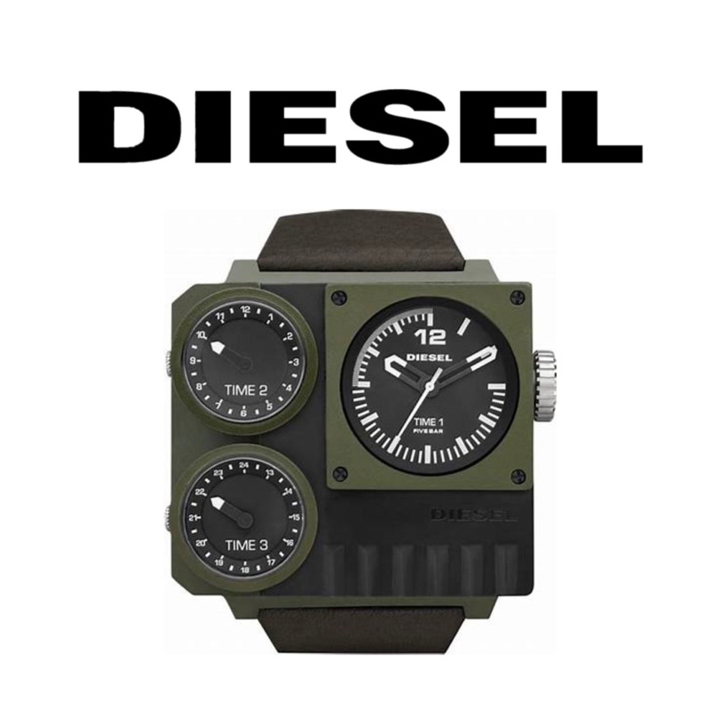 義大利【DIESEL】帥氣軍風3眼時尚造型手錶