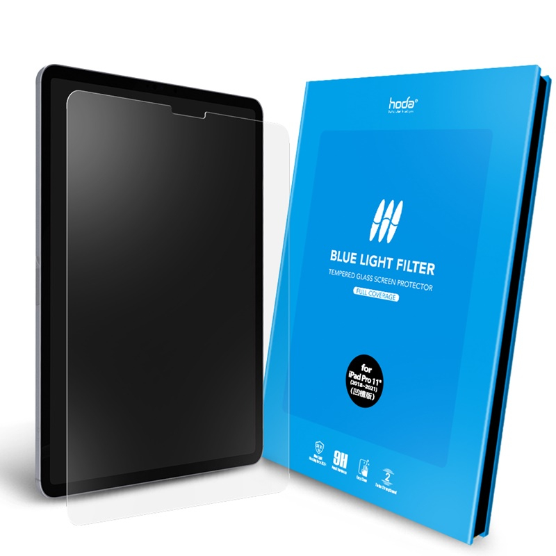 hoda iPad Pro 11吋(2018~2022共用) 抗藍光滿版玻璃保護貼(凹槽版)