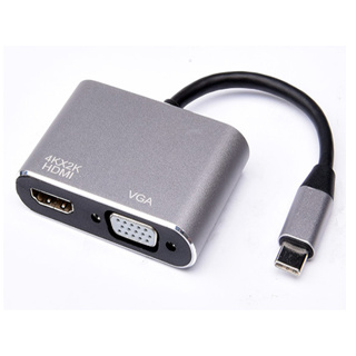 Type-C to HDMI+VGA轉接線 USB-C轉接線 筆電轉換器 轉接器 雙輸出轉換 影音轉接器 轉換器
