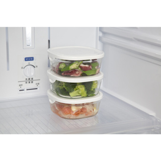 純淨北歐 | iwaki 日本 耐熱玻璃 方型微波保鮮盒 (無印白) 450ml 冷藏保鮮 常備菜 微波 烤箱 電鍋