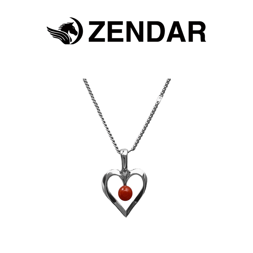 ZENDAR 年度 天然 寶石 設計款-3.5mm 沙丁 珊瑚 墜鍊 項鍊 HEART II (禮盒包裝附品牌提袋)