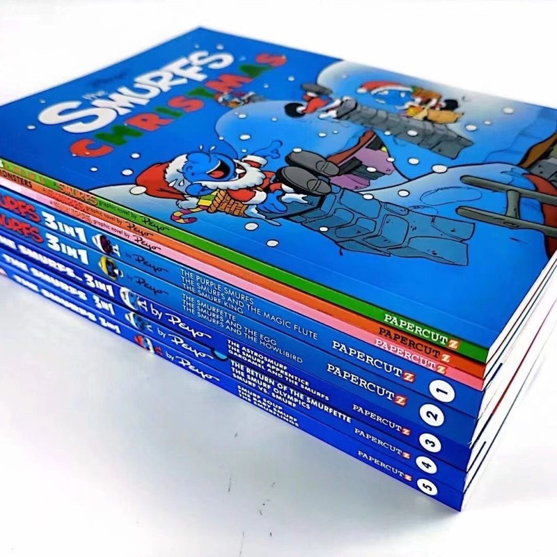 現貨藍色小精靈英文版 The Smurfs 藍精靈漫畫繪本故事 漫畫書 8冊全彩繪本故事