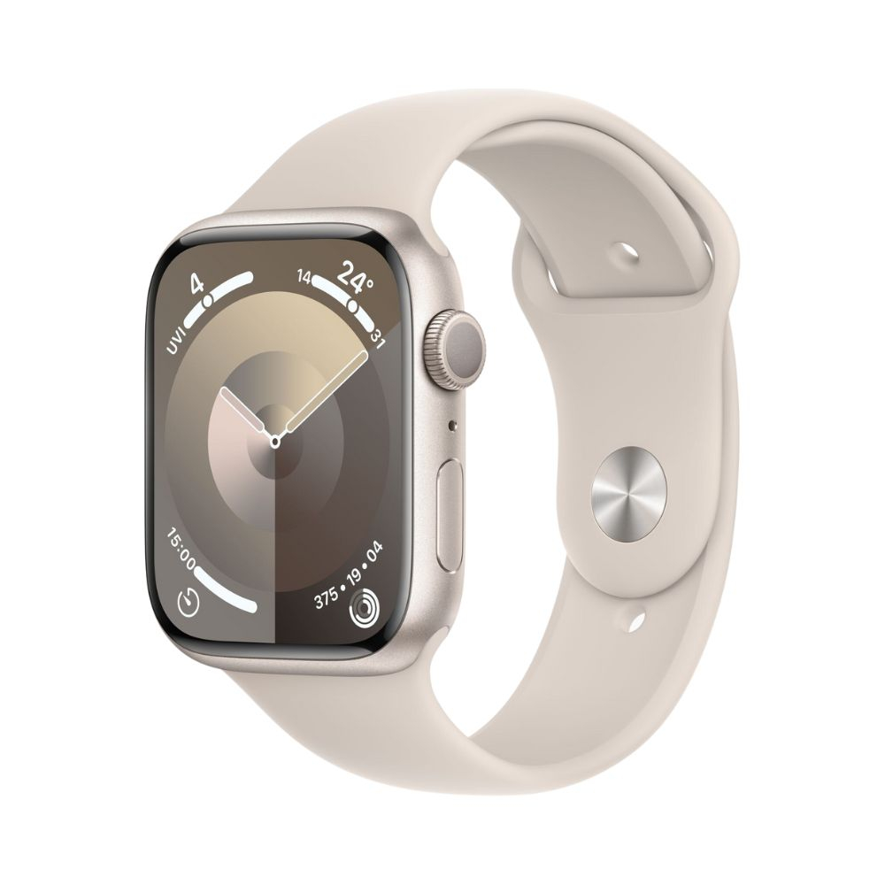 Apple Watch S9 GPS 41mm/45mm 星光色鋁金屬錶殼/星光色運動型錶帶 智慧手錶 欣亞