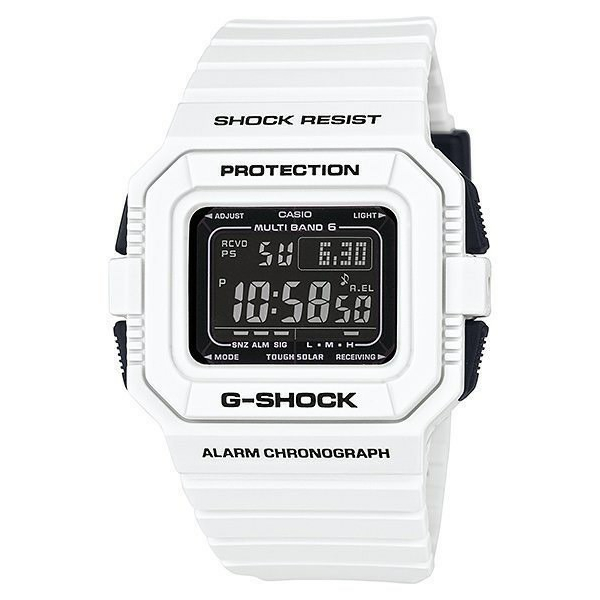 【G-SHOCK】內斂白色方形電波錶 GW-5510BW-7D 46.2mm 現代鐘錶