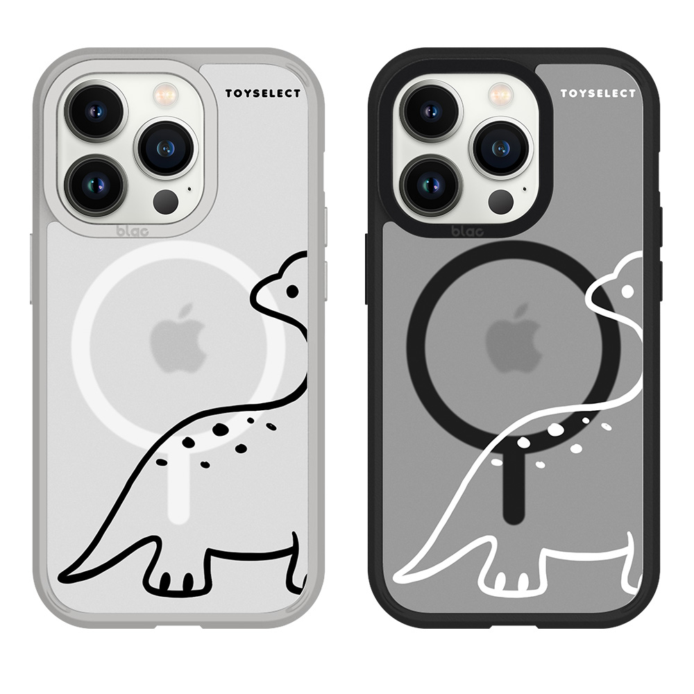 【TOYSELECT】簡約恐龍線條極光霧透MagSafe iPhone手機殼
