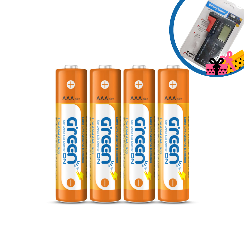 【GREENON】超鹼電池 4號(AAA)-40入家庭組  贈電池檢測器 長效型鹼性電池 電量持久 抗漏液