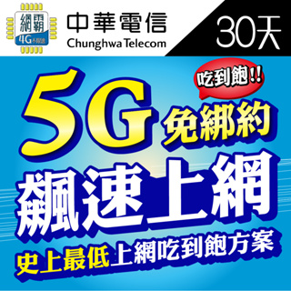 【5G飆速卡 中華電信】涵蓋率最廣 台灣網卡 30天 隨插即用 中華網卡 sim卡 免設定免開卡 網卡 上網卡 台灣之星