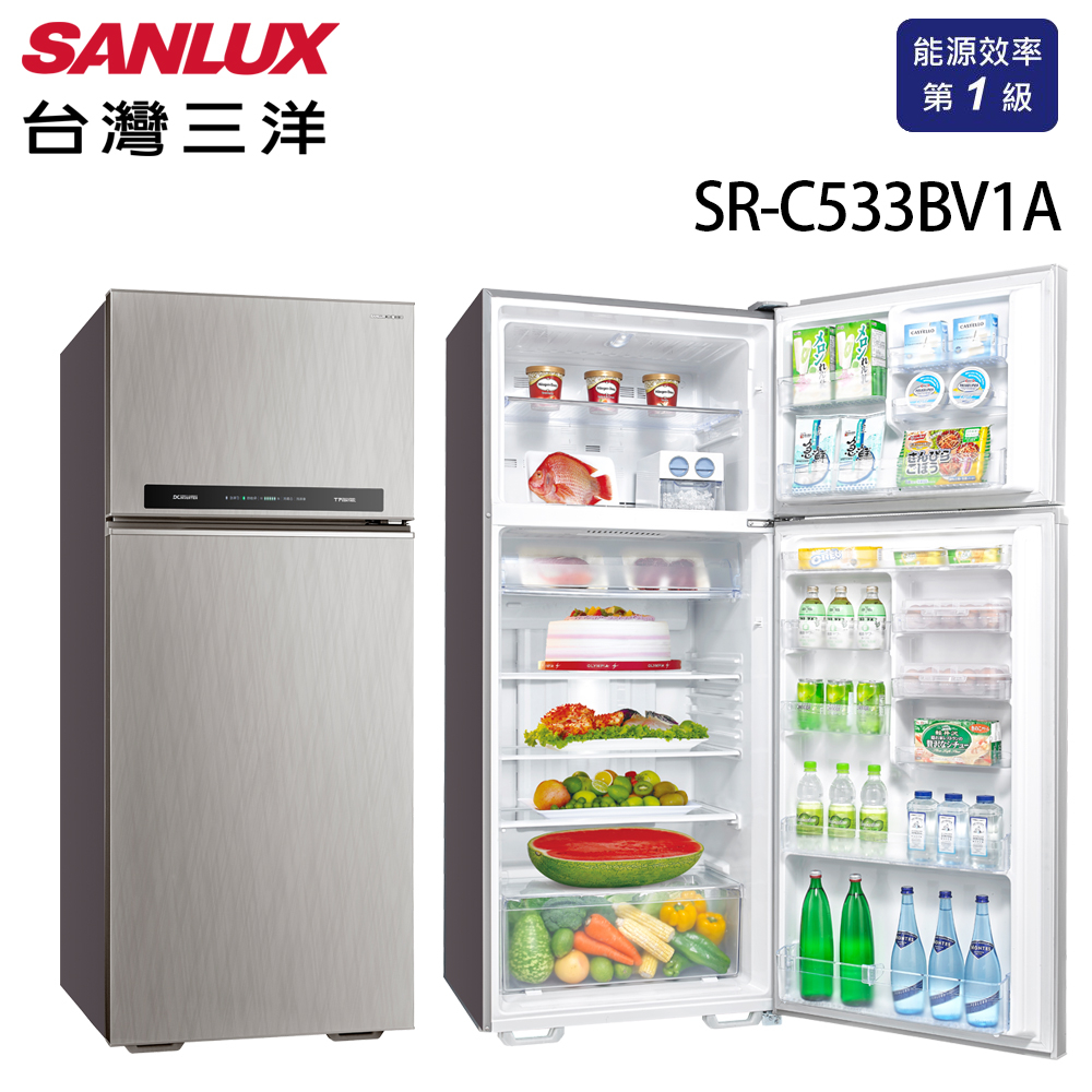 《SANLUX台灣三洋》533公升 效能1級變頻2門電冰箱 SR-C533BV1A