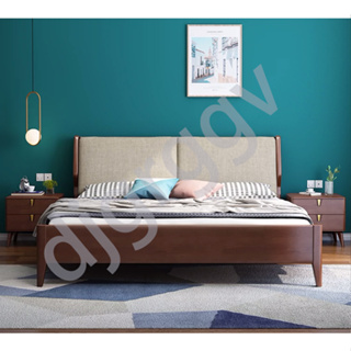 北歐日式軟靠實木床現代簡約1.8米1.5米雙人床主臥定製大床 北歐日式軟靠實木床現代簡約單人床 雙人床 床架床組