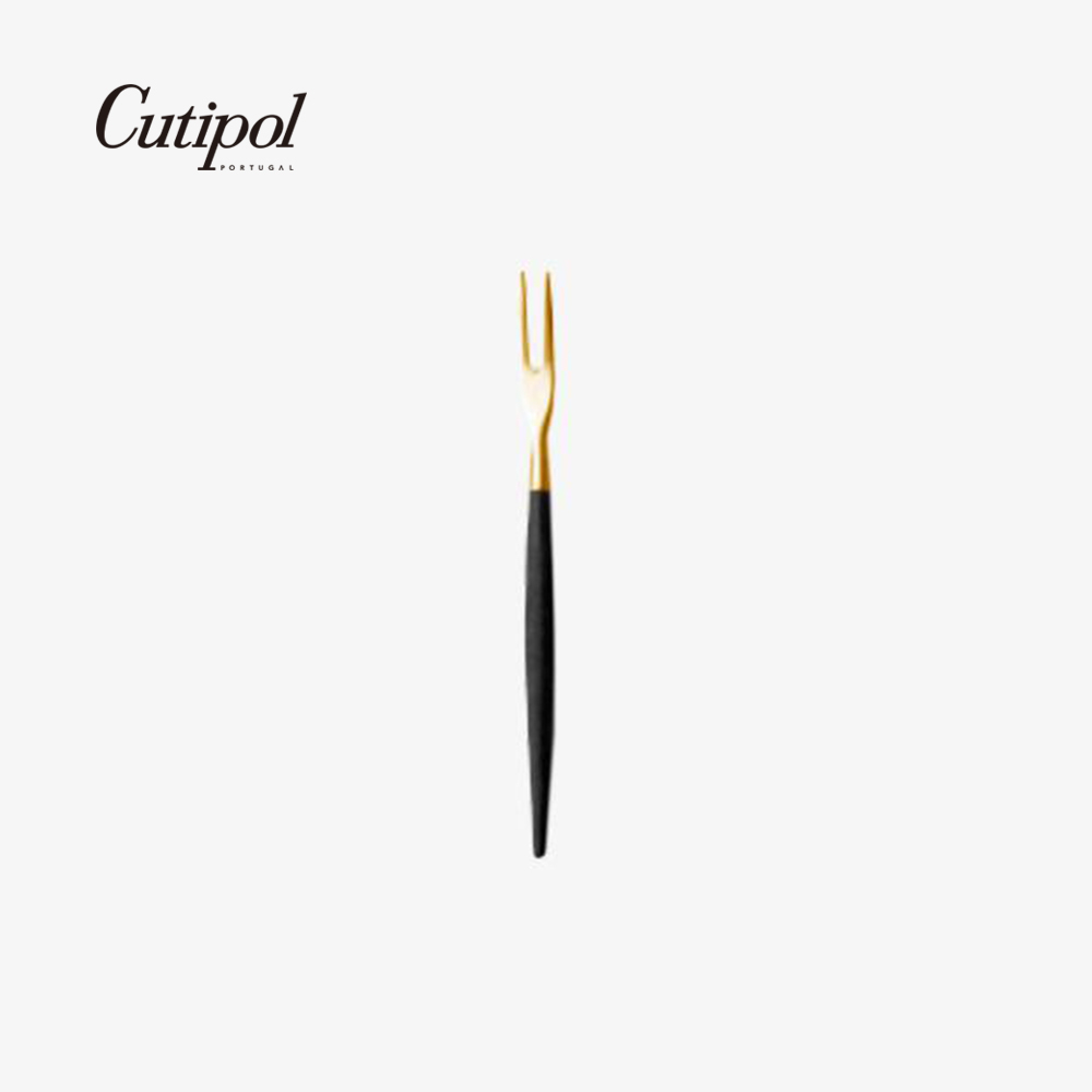 【Cutipol】GOA系列-黑金霧面不銹鋼-12cm迷你水果/蛋糕小叉 葡萄牙手工餐具
