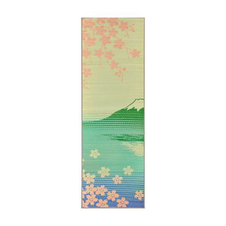 *日本 IKEHIKO【FUJI】窄版藺草瑜珈墊-富士山景櫻花落 (60 X 180CM) 墊腳石購物網
