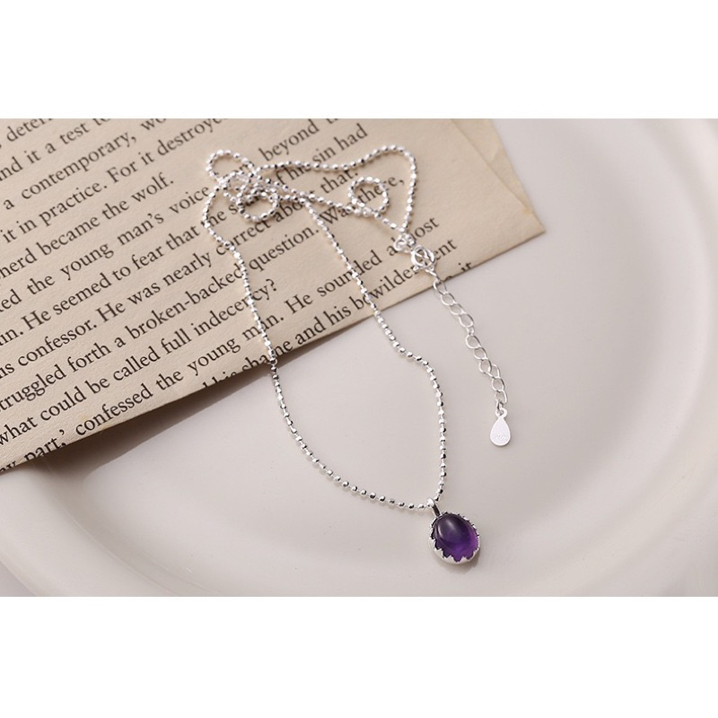 光之捕夢網✨現貨✡️925純銀紫水晶天然石項鍊飾品交換禮物鎖骨鍊項鍊