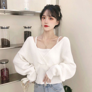 佰分佰/100kg內可穿/大碼/胖妹妹/針織衫/毛衣/女/秋冬/設計感/V領/假兩件/性感/小心機/保暖上衣