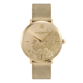 Olivia Burton 35MM 復古燦金花卉 米蘭帶腕錶 (24000114)