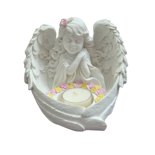 ◈光之海◈ 天使燭台 女孩天使燭臺擺件 水晶座 天使雕像擺件 蠟燭 燭臺底座 環保樹脂 室內裝飾