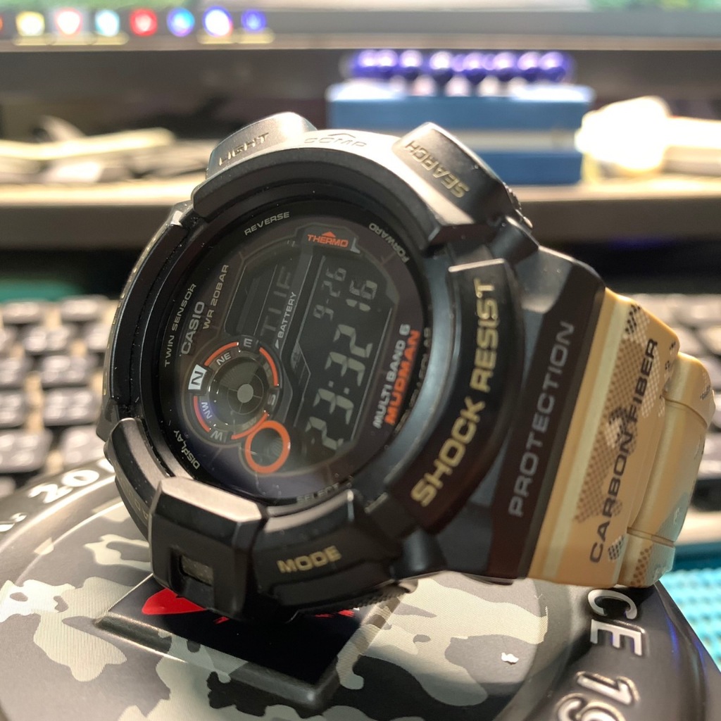 二手 絕版 G shock MudMan GW-9300DC 迷彩 抗震 防塵 浮潛 太陽能 電波時間校正 數位 電子錶