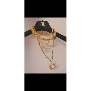 chanel vintage小金瓶香水菱格項鍊5號