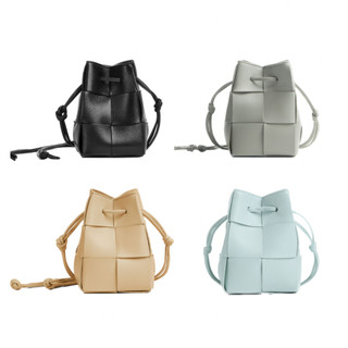 Bottega Veneta Mini 編織皮革水桶包 黑/灰/淺藍/奶茶色