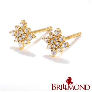 【BRILLMOND JEWELRY】輕珠寶 鑽石耳環 10分 18K 黃金 光芒款(天然鑽石總重10分 全18K金臺)