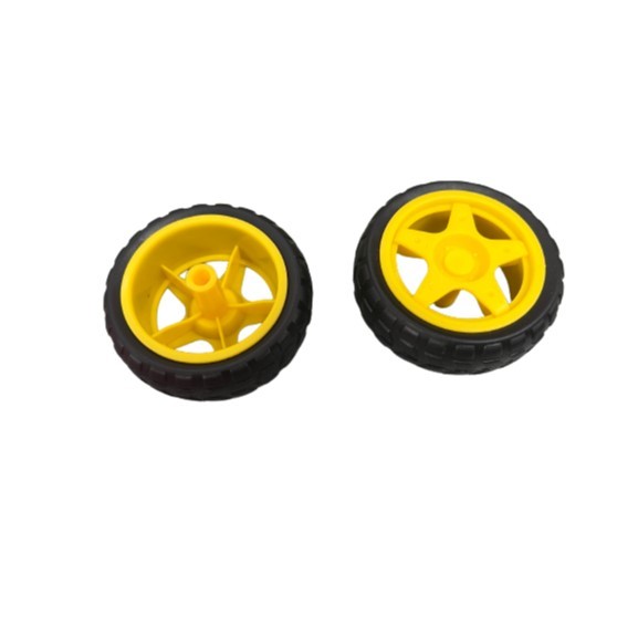 【東業創新】 扁孔徑橡膠車輪胎TT馬達車輪輪轂巡線小車底盤diy配件玩具小模型