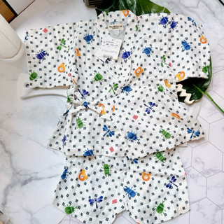 日本帶回80公分超透氣紗布套裝mikihouse日本小浴衣寶寶服西松屋阿卡將