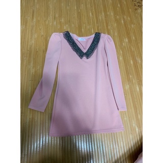 東京著衣 MAYUKI 公主袖洋裝 v領 玫瑰粉 粉色洋裝