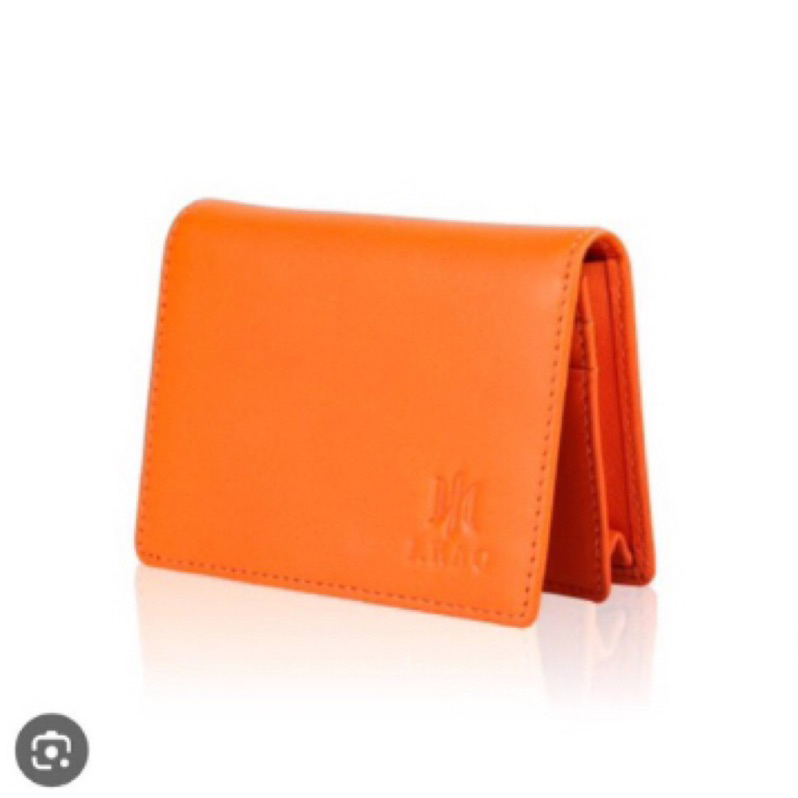 J.KAO 品牌真皮卡夾包橘色