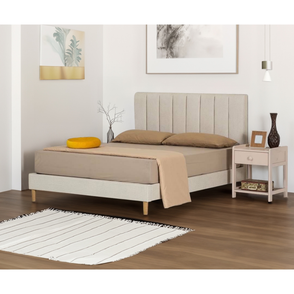 &lt;&lt;威格森家居&gt;&gt; MIT台製-貝爾貓抓皮床台 (兩色) 雙人床架 單人床架  北歐實木床 木床架 臥室大床 適用掃地機